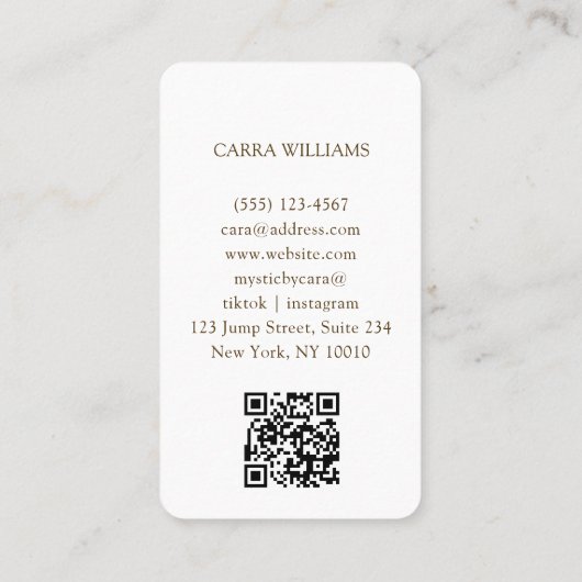 Tarot, Mystieke Vrouw Oog Maan Goud QR Code Visitekaartje (Achterkant)