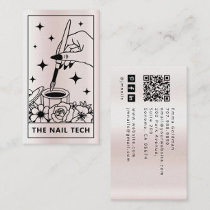 Tarot Nageltechnicus Blush Roze Nep Metallic Visitekaartje