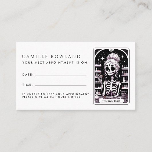 Tarot Nail Technician Afspraakkaarten Afsprakenkaartje (Voorkant)