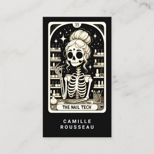 Tarot Nail Technician Black Business Card Visitekaartje (Voorkant)