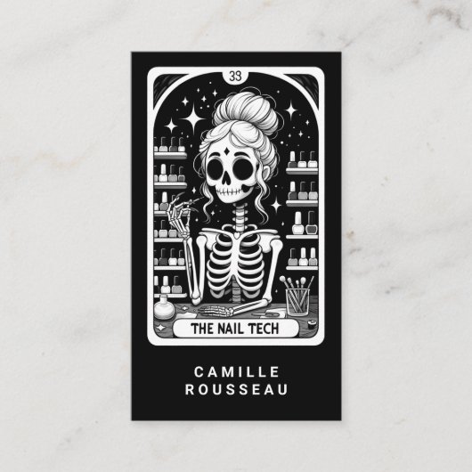 Tarot Nail Technician Black Business Card Visitekaartje (Voorkant)