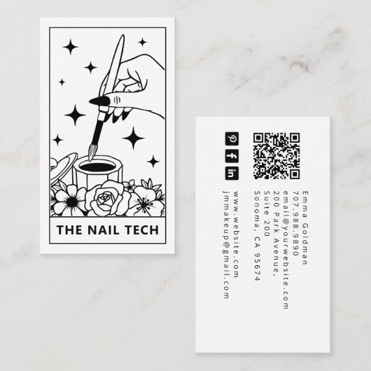 Tarot Nail Technician Nail Art Visitekaartje (Voorkant / Achterkant)