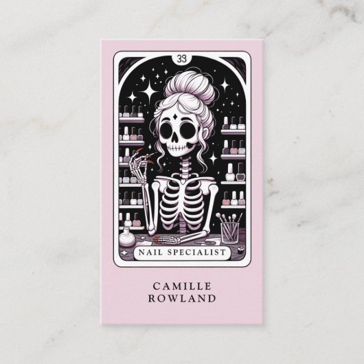 Tarot Nail Technician Roze Visitekaartje (Voorkant)