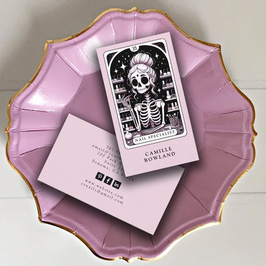 Tarot Nail Technician Roze Visitekaartje