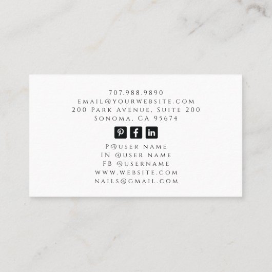 Tarot Nail Technician Visitekaartje (Achterkant)