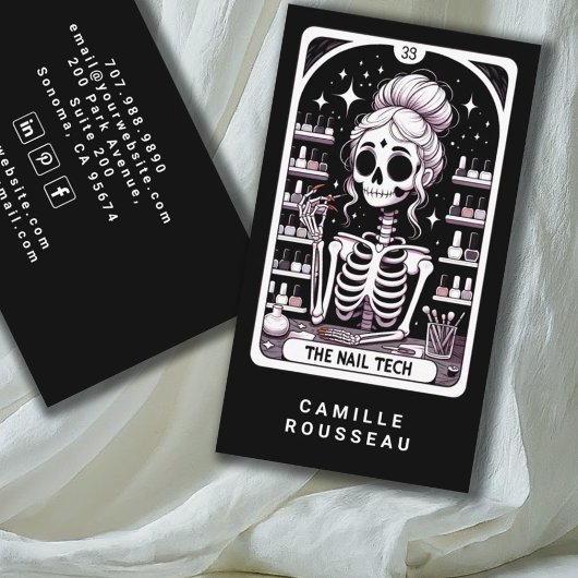Tarot Nail Technician Zwart Visitekaartje