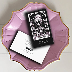 Tarot Nail Technician Zwart Wit Visitekaartje