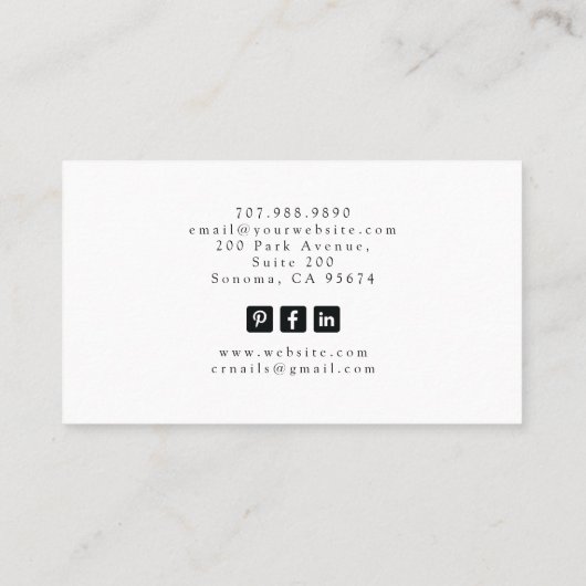 Tarot Nail Technician Zwart Wit Visitekaartje (Achterkant)