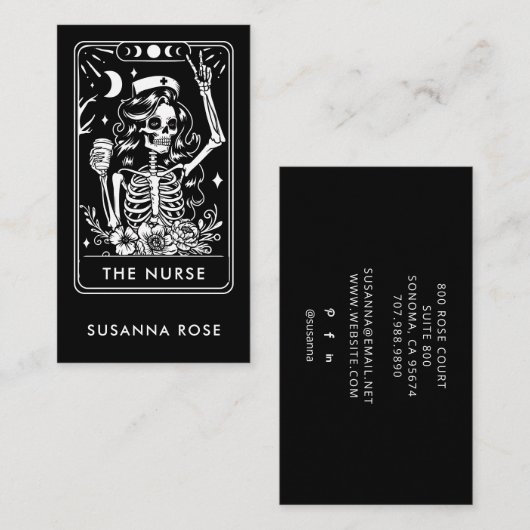 Tarot Nurse Black Visitekaartje (Voorkant / Achterkant)