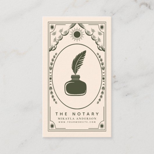 Tarot Olive Notaris Visitekaartje (Voorkant)