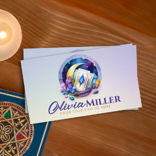 Tarot / Oracle kaarten met maan en kristallen Visitekaartje