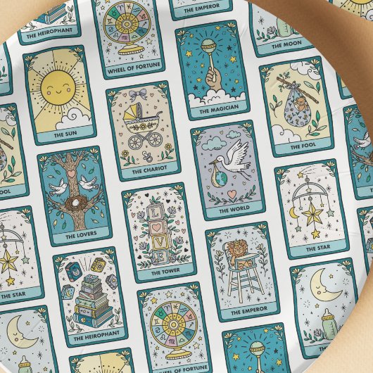 Tarot Patterned Baby Shower  Papieren Bordje
