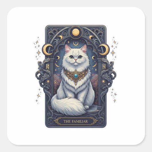 Tarot Perzisch - De bekende Halloween kat Vierkante Sticker (Voorkant)