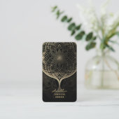 Tarot Reader Psychisch Elegant Zwart Goud Mandala Visitekaartje (Staand voorkant)