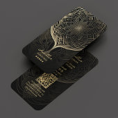 Tarot Reader Psychisch Elegant Zwart Goud Mandala Visitekaartje