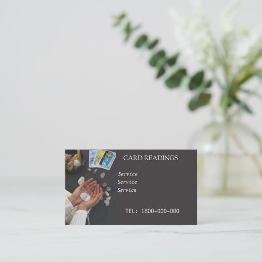 TAROT READING BEWERKBARE KAART VISITEKAARTJE (Staand voorkant)