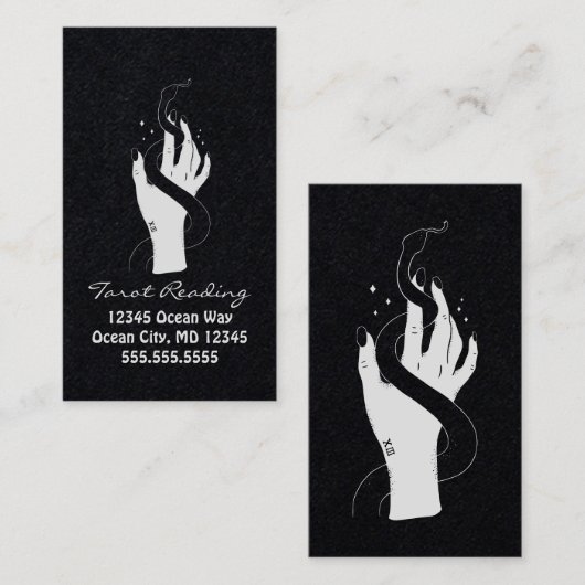 Tarot Reading Black and White Hand and and Snake Visitekaartje (Voorkant / Achterkant)