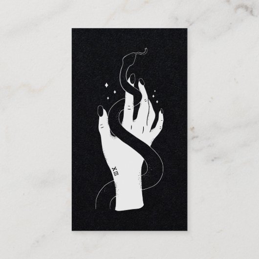 Tarot Reading Black and White Hand and and Snake Visitekaartje (Achterkant)
