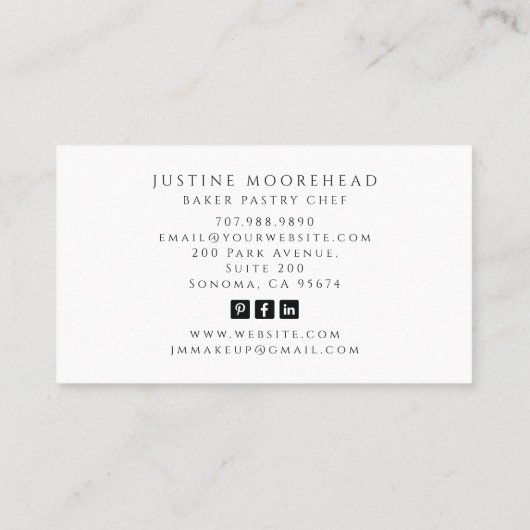 Tarot Skeleton Baker Whisk Cupcake Visitekaartje (Achterkant)