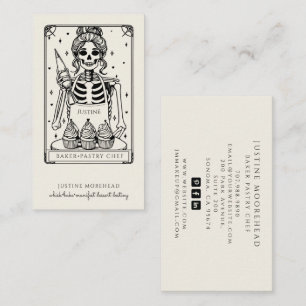 Tarot Skeleton Baker Whisky Cupcake Cream Visitekaartje