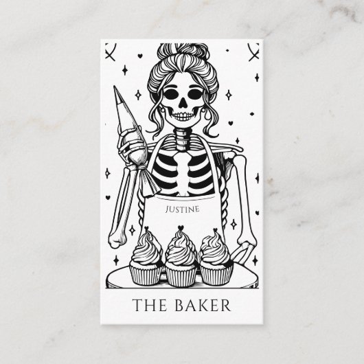 Tarot Skeleton Baker Whisky Cupcake Visitekaartje (Voorkant)