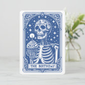 Tarot Skeleton Blue Birthday Kaart (Staand voorkant)