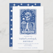 Tarot Skeleton Blue Birthday Kaart (Voorkant / Achterkant)
