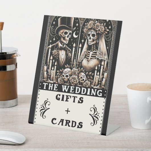 Tarot Skeletons Bruidegom Huwelijkscadeaus & Kaart Reclamebord Met Voetstuk (Insitu)