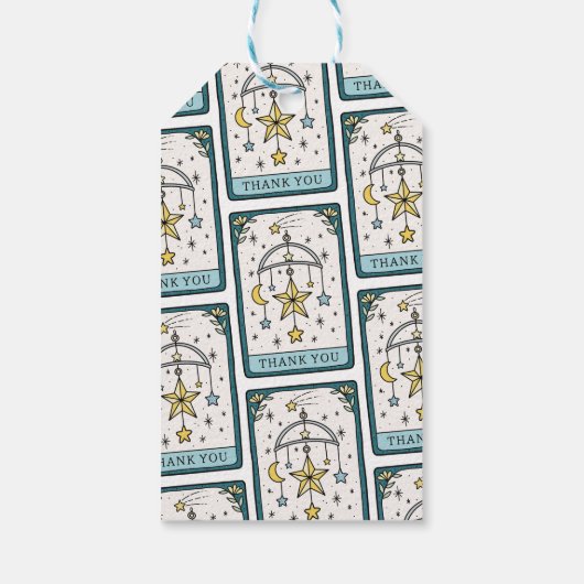 Tarot Stars Baby Boy Shower Thank You Favor Cadeaulabel (Achterkant)
