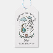 Tarot Stork Baby Boy Shower Thank You Favor Cadeaulabel (Voorkant)
