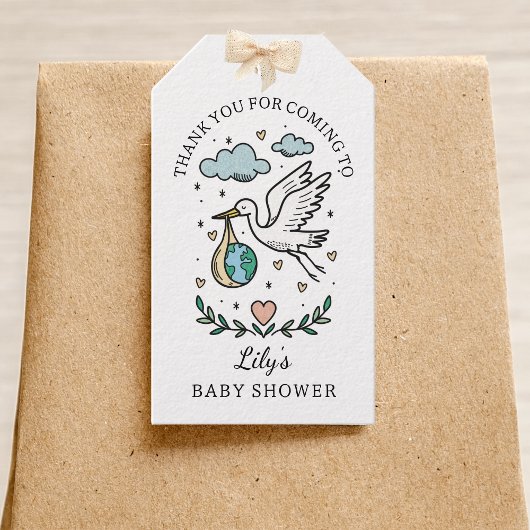 Tarot Stork Baby Boy Shower Thank You Favor Cadeaulabel