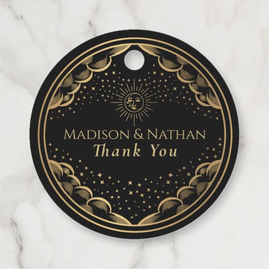 Tarot Sun en Moon Wedding Bedankjes Labels (Achterkant)
