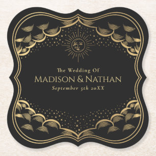 Tarot Sun en Moon Wedding Kartonnen Onderzetters