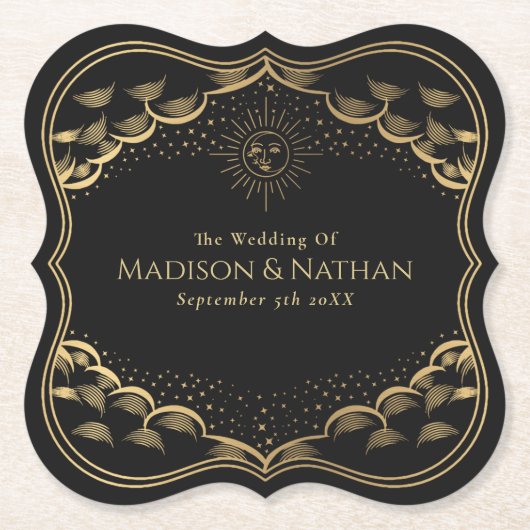 Tarot Sun en Moon Wedding Kartonnen Onderzetters (Voorkant)