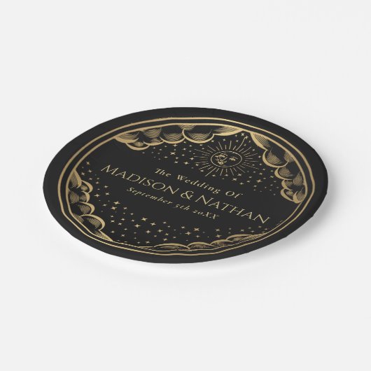 Tarot Sun en Moon Wedding Papieren Bordje (Gekanteld)