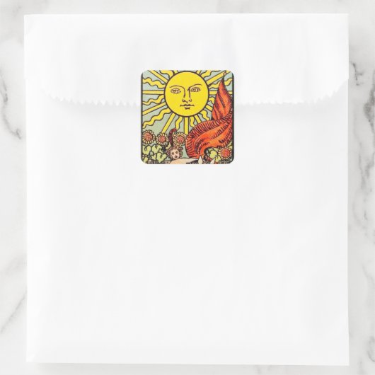 Tarot Sun Kaart Vierkante Sticker (Tas)