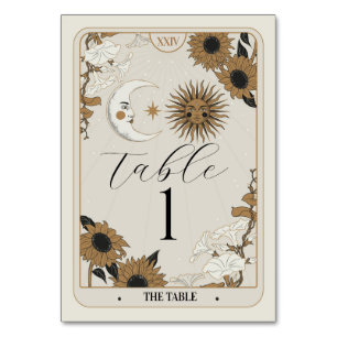 Tarot Tafelnummers Bruiloft Zon Maan Gelijnde Kaar