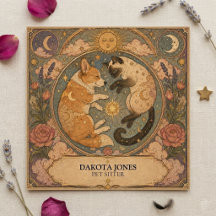 Tarot Vierkante Kaart Schattige Siamese Corgi Huis