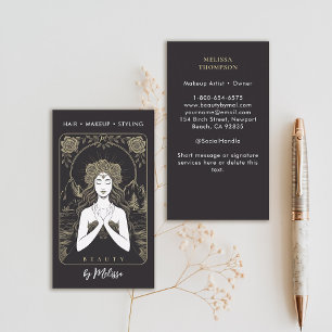 Tarot Water Roos Godin Modern Elegant Zwart Goud Visitekaartje