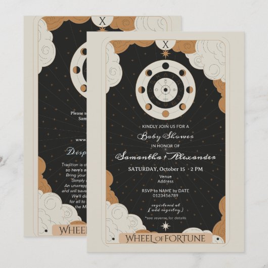 Tarot Wheel of Fortune Celestial Baby Shower Kaart (Voorkant / Achterkant)