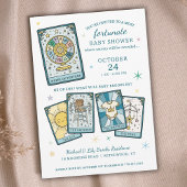 Tarot Wheel of Fortune Gender Reveal Baby Shower Kaart