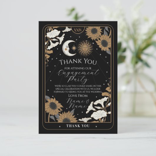 Tarot zon maan dank u Verloving bruiloft Kaart (Staand voorkant)