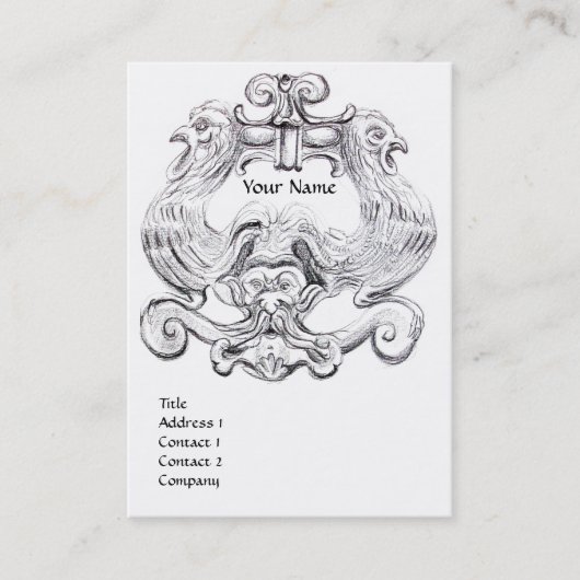 TAROT ZWARTE WHITE GROTESQUE DRAWEND MONOGRAM VISITEKAARTJE (Voorkant)