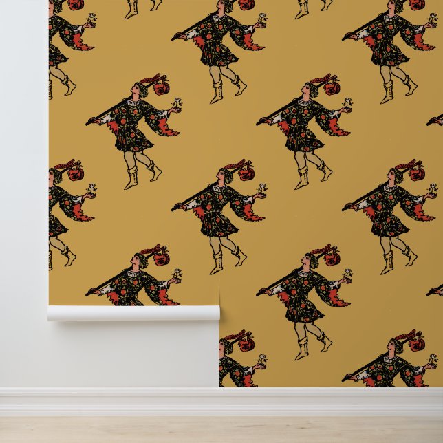 Tarotbehang - De Dwaze Kaart - Geel Behang (Applicatie)