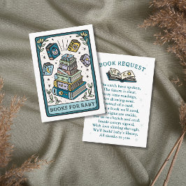 Tarotboeken voor babyshower-boekverzoek informatiekaartje