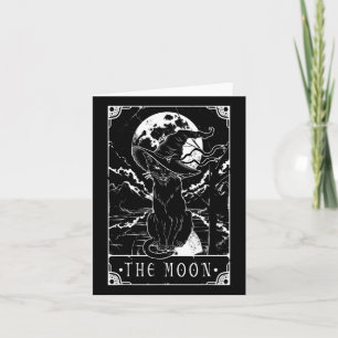 Tarotcard Crescent Moon and Black Cat Witch Pet H Kaart