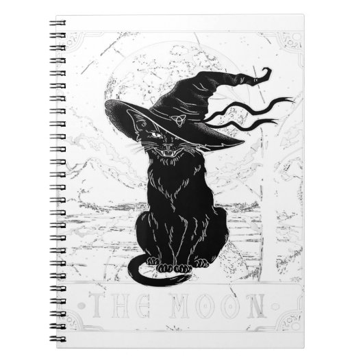 Tarotcard Crescent Moon and Black Cat Witch Pet H Notitieboek (Voorkant)