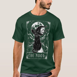 Tarotcard Crescent Moon and Black Cat Witch Pet H T-shirt