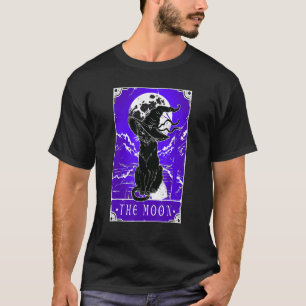 Tarotcard Crescent Moon and Black Cat Witch Pet H T-shirt