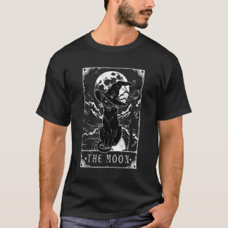 Tarotcard Crescent Moon and Black Cat Witch Pet H T-shirt